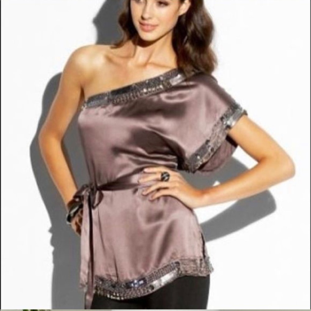 One shoulder silk top